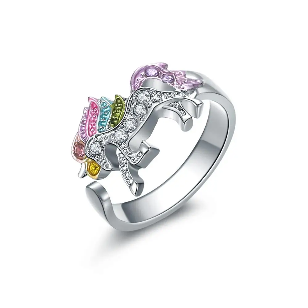 

Hot 2 colors kids finger rings for girl unicorn ring