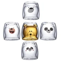 

Cartoon bear glass high borosilicate heat resistant double cup coffee cup juice cup beer glass