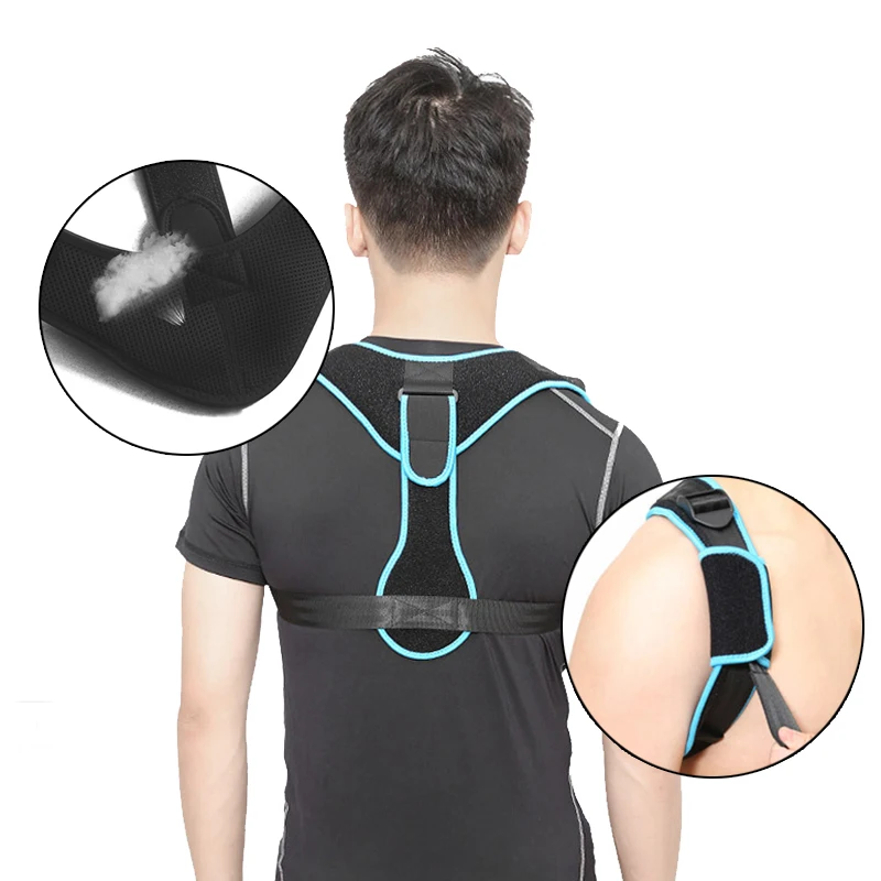 

2019 Adjustable Comfortable Back Posture Corrector upper back posture corrector brace posture corrector, Black/blue