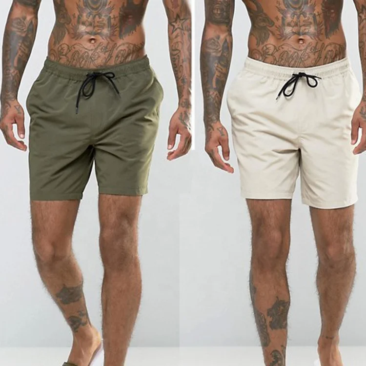 factory manufacturer custom man drawstring waistband with mesh lining side slant pockets nylon swim trunk short