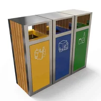 

Modular Outdoor Customized 3 Compartment Stainless Steel Recycling Trash Can