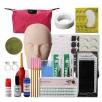 

False Eyelashes Extension Practice Exercise Kit Makeup Mannequin Head Set private label Graft eyelash extension kit