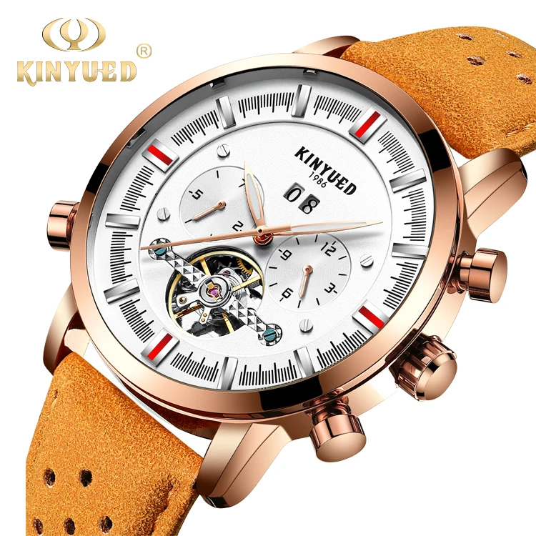 

KINYUED Luxury Brand Tourbillon Watch Business Automatic Mechanical Men's Wristwatches Waterproof Clock Male