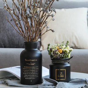 Image of Decoration Nordic Ins Glass Dry Vase Retro Hot Stamping Word Reagent Bottle