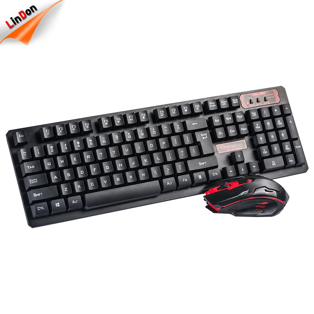 

100%Original 2.4G Wireless Ergonomic Design Keyboard Mouse Gaming Combo, Black