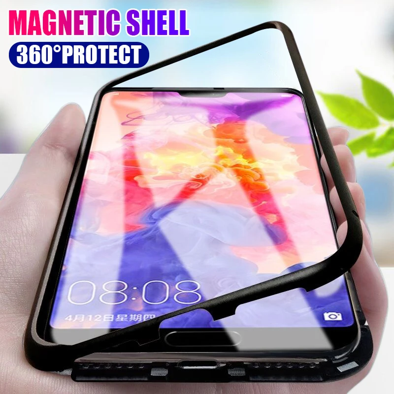 

Factory Wholesale For Huawei Mate 20 Pro Magnetic Adsorption Tempered Glass Phone Case, Black,white,red