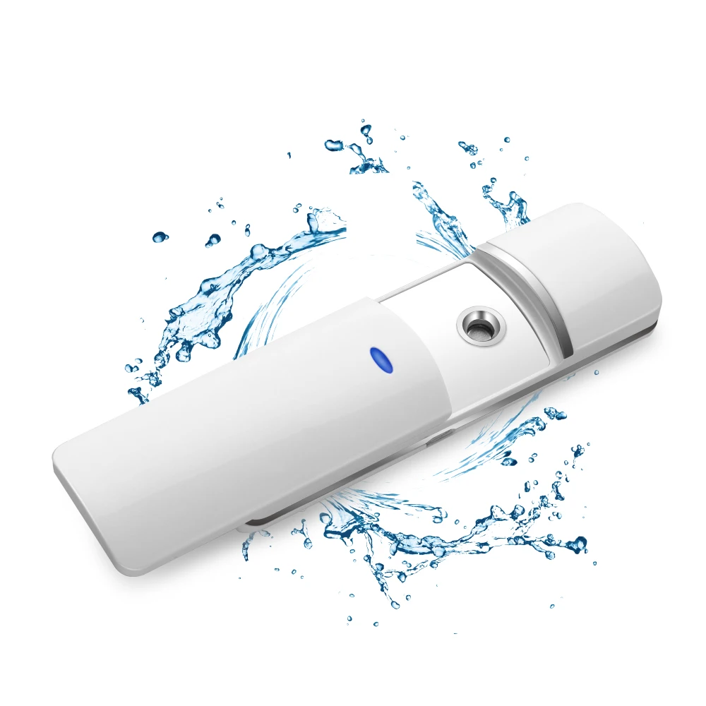 

2021 Beauty Portable Rechargeable USB Mini Small Ultrasonic Facial Cool Humidifier Machine Face Nano Mist Sprayer, White, red, gold