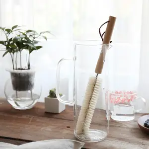 Image of Japanese Style Wooden Long Handle Beech Cup Brush Bottle Brush Kitchen Supplies Household Portable Cup Cleaning Brush