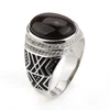 Promotion Personality micro pave setting pure 925 sterling silver ring for men with brown onyx stone ring