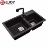 EJOY High Quality black sink kitchen Customized handmade kitchen sink double bowl