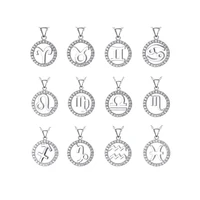 

Astrology Halo Women 925 Silver 12 Constellations Horoscope Zodiac Round necklace pendant