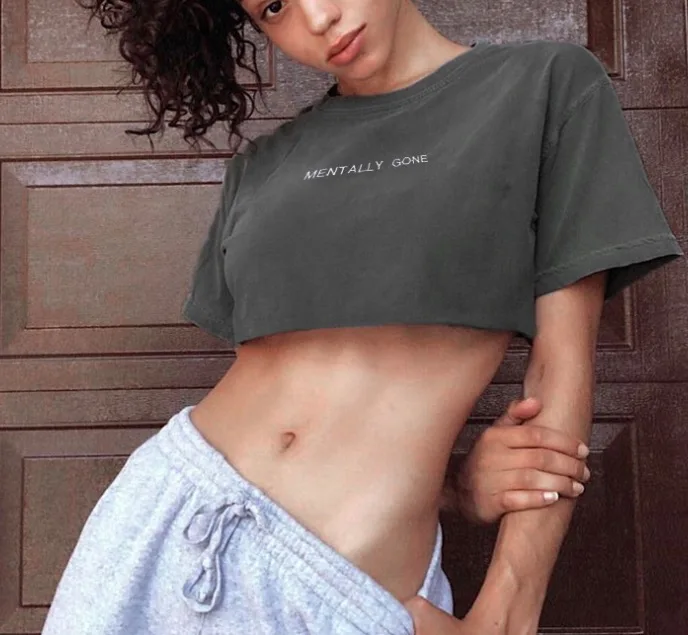 

Solid Women Crop Top 2019 New O-Neck Knitting Lantern Sleeve High Waist T Shirt, Green ,navy