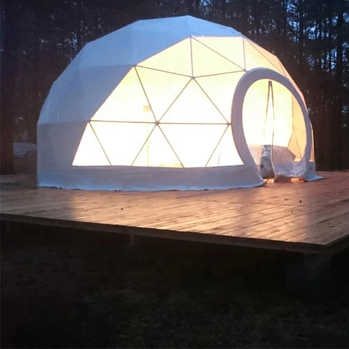 
Heavy duty PVC canvas geodesic dome tent camping tent 