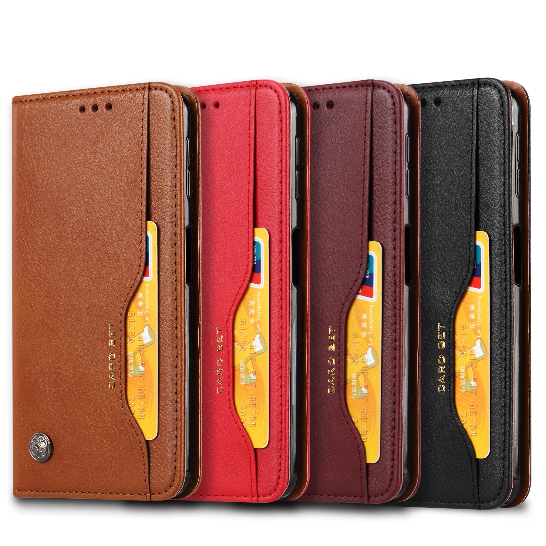 

Luxury Flip Mobile Cell Phone Cover for Samsung Galaxy A50 Leather Wallet Cover for Samsung A50 Case, Black;brown;red;dark red