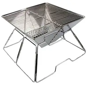 Image of Outdoor Folding Barbecue Charcoal Grill Stove Stainless Steel BBQ Patio Camping