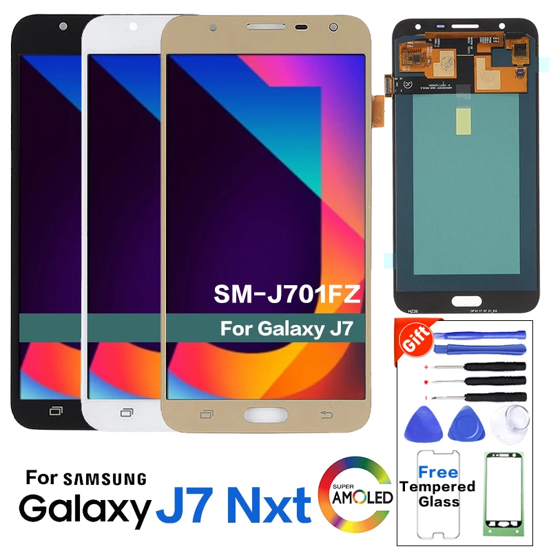 

AMOLED LCDs For Samsung Galaxy J7 neo J701 J701F J701M LCD Display Touch Screen Assembly J7 Core LCD J7 Nxt display, Black;white;gold