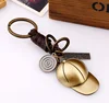 New Fashion Metal Alloy Baseball Cap Shape Keychain with Leather Ring-Purse, Hand Bag, Car Key pendant Gifts