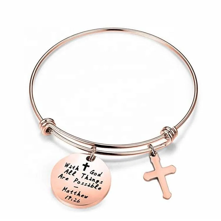 

rose gold religious cross design Bracelet Charms letter Bangles Bracelets Jewelry, Many colors, as your requests