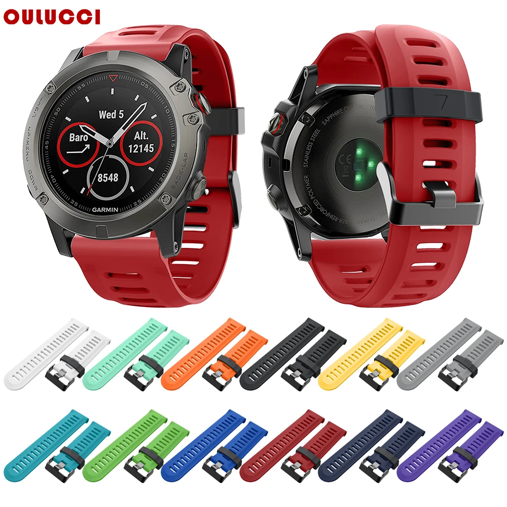 

Oulucci 26mm Watchband Strap for Garmin Fenix 5X 5Xplus 3 3HR Watch Quick Release Silicone Easyfit Wrist Band Strap, Black;red
