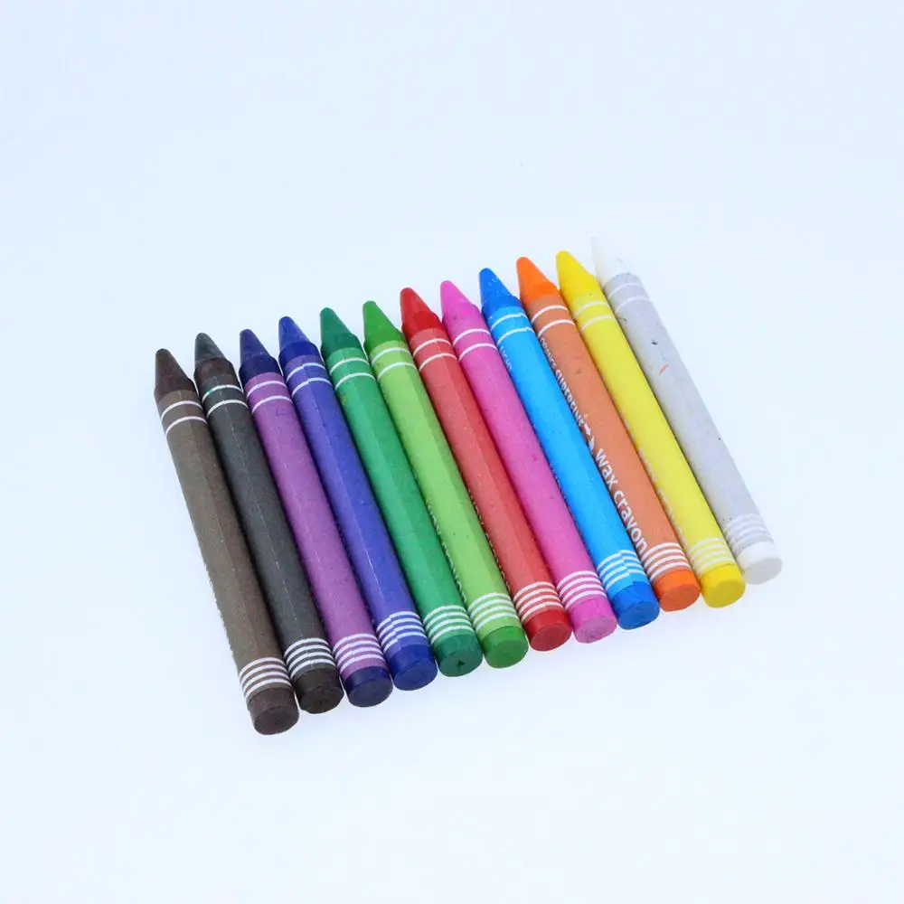 
School stationery supplier 12 color wax crayons in paper box  (62109652943)