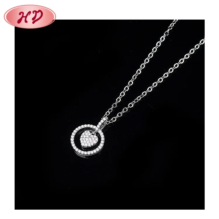 

Silver Heart Pedant Necklace With Zircon Inserted Women Jewelry for Valentine's Day Gift of girlfriend, N/a