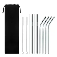 

Wholesale Eco Custom Printed 304 Stainless Steel Drinking Straws With Brush Reusable Straws Metal Straws