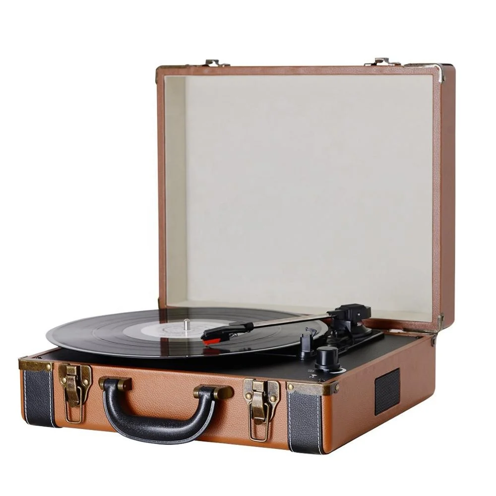 

3 Speed Suitcase Vinyl Record Player Turntable, Black+red/brown+black/white+red