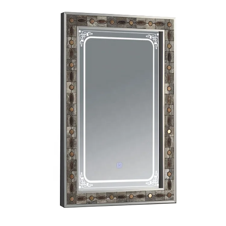 

Luxury Home Glass Mosaic Frame Wall Led Decorative Mirror, As picture