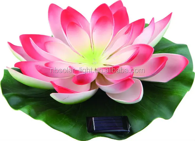 cici store Solar Floating Lotus Flower LED Light for Fountain Pool Pond Garden Night light pink 