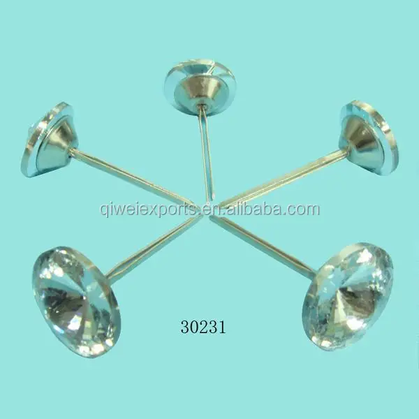 30231 crystal sofa nail with pin deractive pin, crystal button with long nail