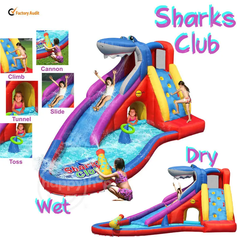 Happy Hop Sharks Club9417,Inflatable Combo Bouncer,Wet Dry Water Park