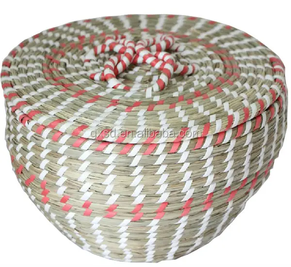 Sd Straw Rope Safe Handmade Wheat Straw Baskets With Lid Buy Straw