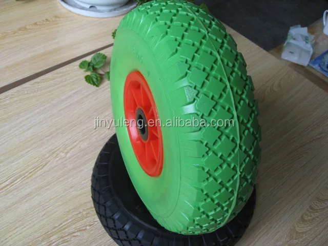 10 inches small pu foam solid wheel10*3.50/4.10-4 3.00-4 plastic rim nylon bush