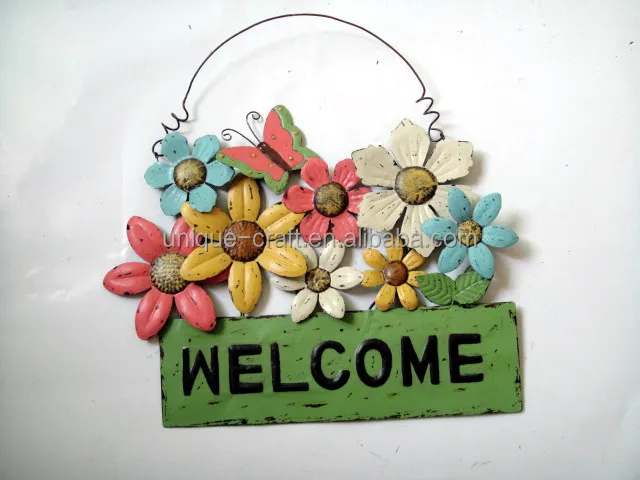 Decorative flower door welcome sign metal ornament
