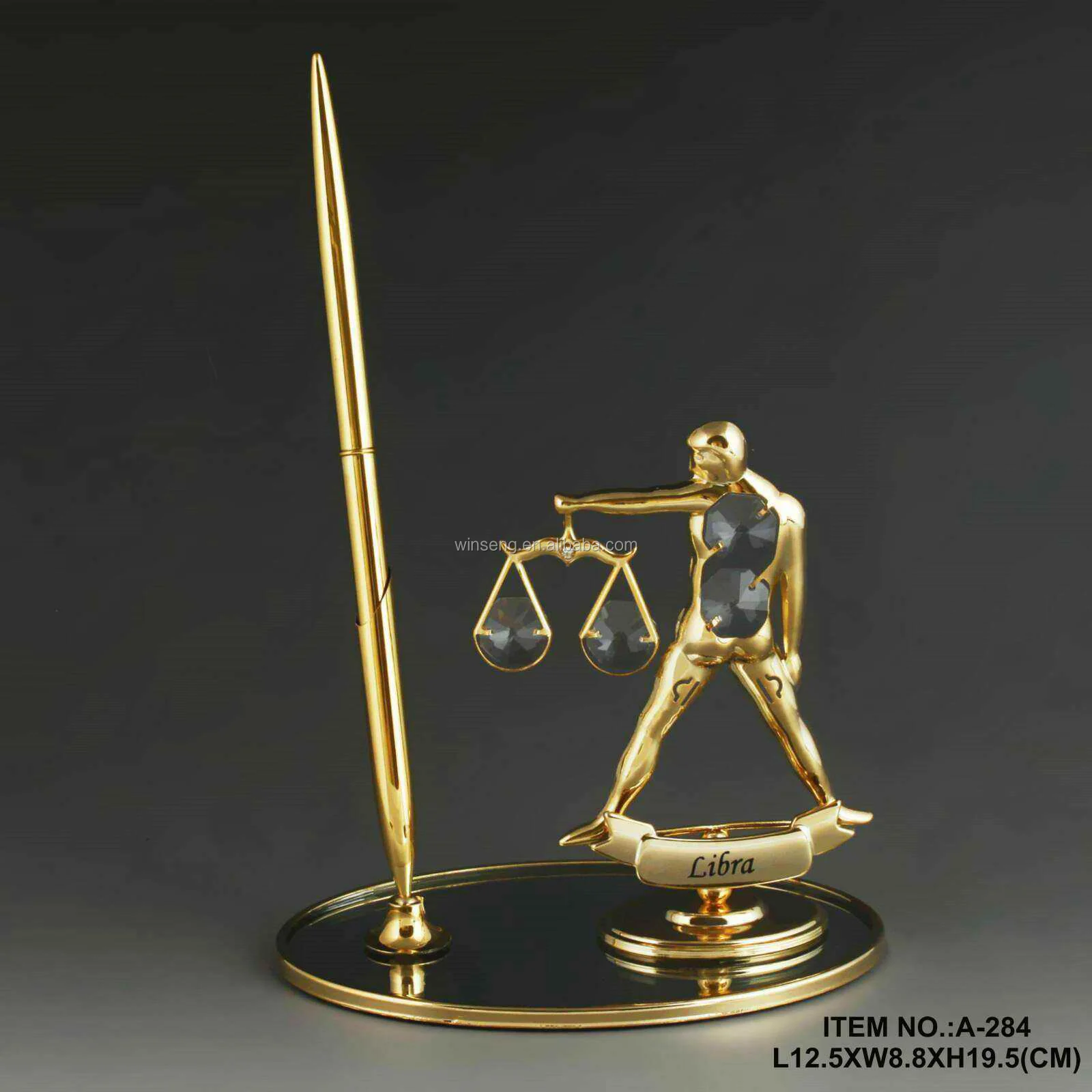 Handmade 24K Gold Plated Justice Scale Libra Decorated Swarovski