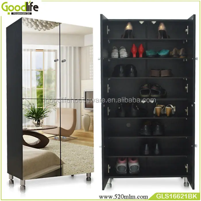 Double Door 8 Layers Big Shoe Cabinet With Mirror From Goodlife