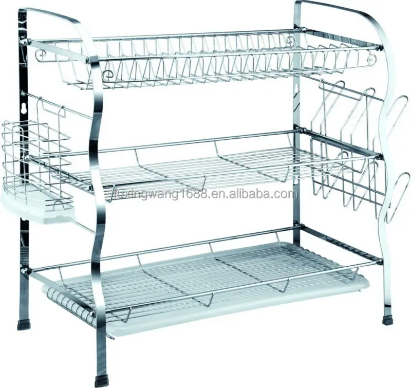 3 Tier Kitchen Dish Rack With Pvc Bottom Tray Buy Stainless Steel Dish Rack,Dish Drainer