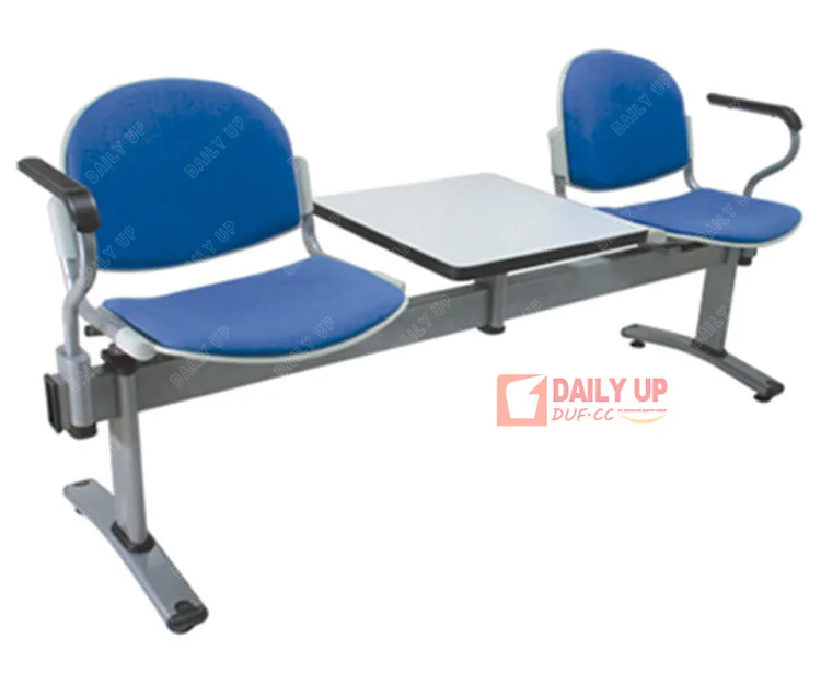Public Seating Chair 2 Seater Link Chair with Flat Table Cushion Waiting Chairs with Tea Table
