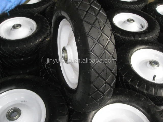 popular square pattern pneumatic rubber wheel for wheelbarrow air wheel ruber tyre steel rim