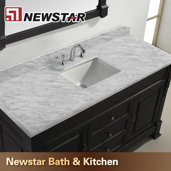 Prefab Carrara White Marble Vanity Top With Undermount Porcelain