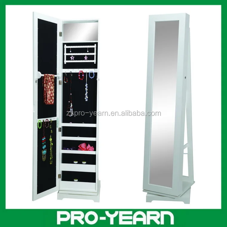 Full-length Chinese Wooden Furniture Rotating Dressing Mirror with Rotatable Jewelry Storage Cabinet on Turnplate and Base below_D