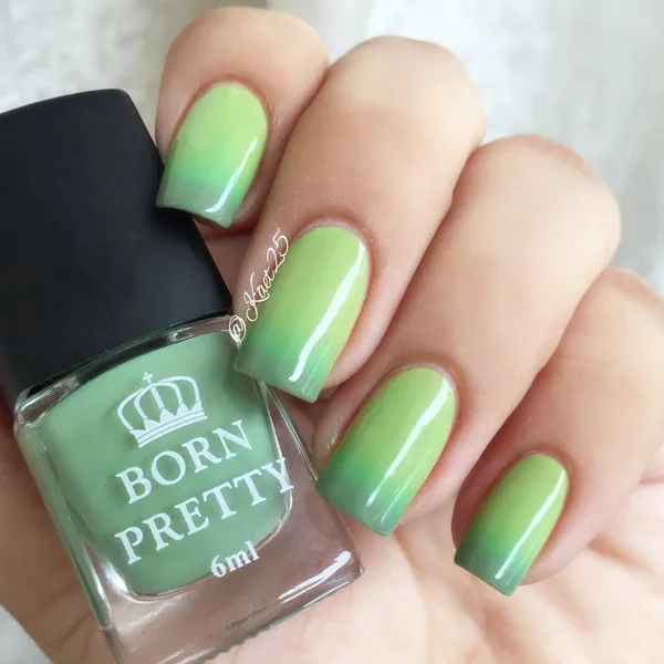 1 Bottle 6ml Born Pretty Fresh Green Colors Thermal Nail Polish Temperature Color Changing Polish 5