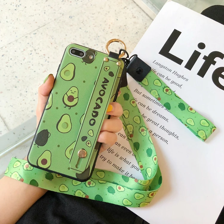 

Fashion design cartoon printing wristband Cell phone rope soft tpu mobile phone back cover case for huawei nova 4