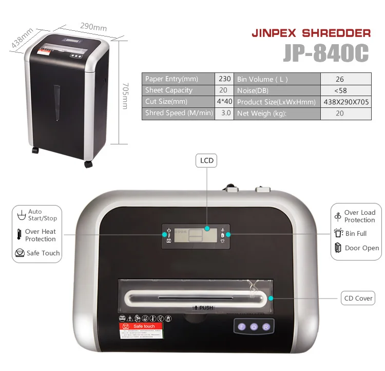 Jp840c Cross Cut Paper Shredder Medium Office A4 Auto Shredder Buy