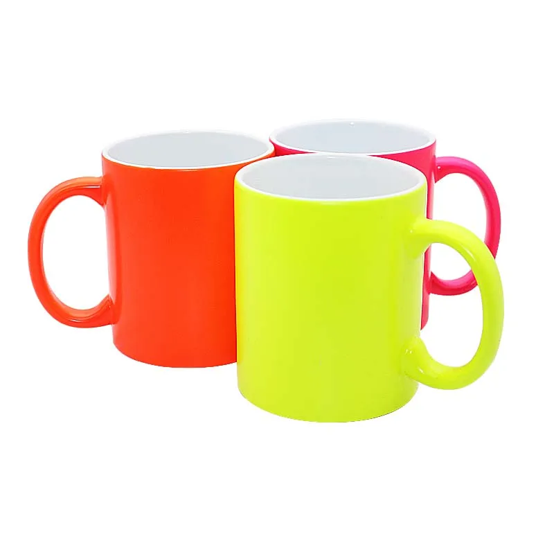 11oz sublimation coated ceramic fluorescent matte mug