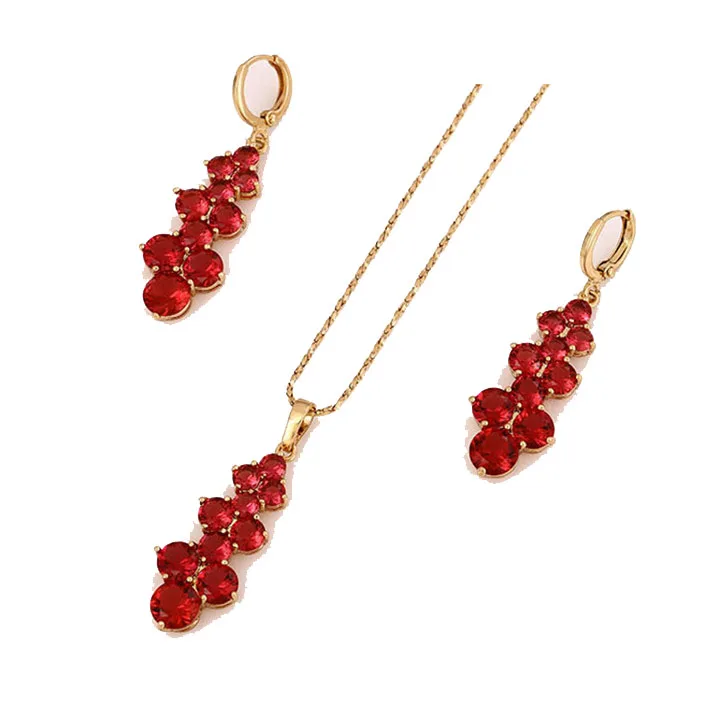 

61775 xuping 18k newest zircon design dubai gold jewelry set