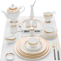 

Royal Unbreakable Gold Porcelain New Fine Bone China Tableware Set Dinnerware>