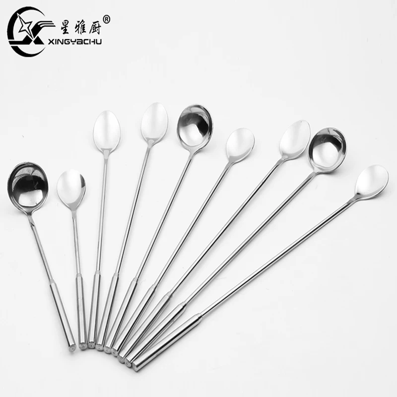 

Latest Tea Coffee Honey Household Stainless Steel Long Mixing Spoon, Silver