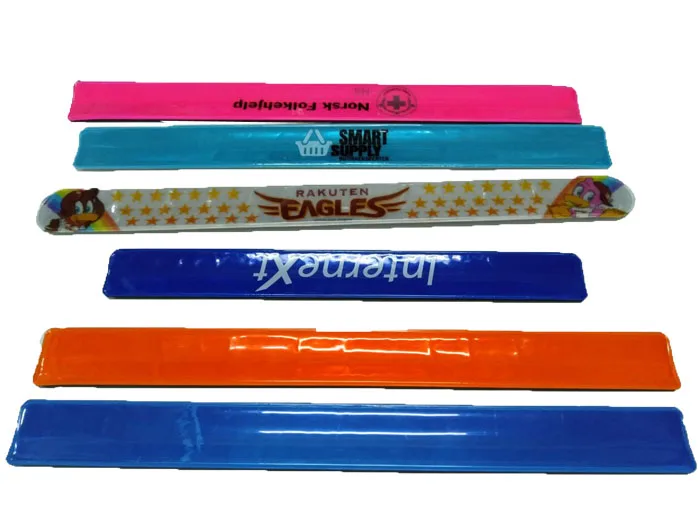 Reflective Plastic Pvc Slap Snap Wrap Bands With A Steel Plate Embedded