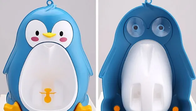 男孩厕所训练尿壶站立尿可爱企鹅形状与有趣的目标